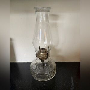 Vintage Embossed Glass Oil Lamp